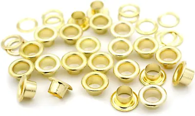 3/16  (5MM) Hole Size 100 Sets Gold Metal Grommets Eyelets With Washers For Bead • $10.99