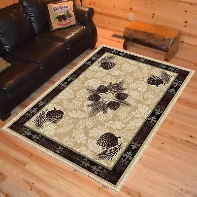 Lodge Cabin Pinecone Forest Area Rug **FREE SHIPPING** • $59.50