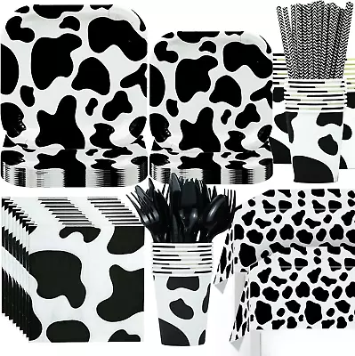 Cow Birthday Party Supplies Tableware - Cow Print Party Supplies Decorations Inc • £39.52