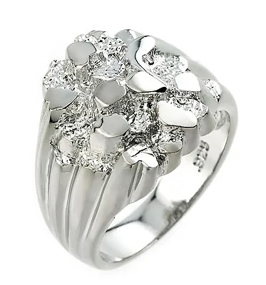 High Polished Sterling Silver Men's Nugget Ring • $89.99