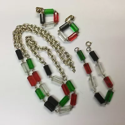 $95 • Buy Retro Sarah Coventry Jewelry Set Necklace Bracelet Earrings Lucite