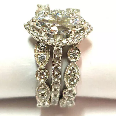 1.70CT White Marquise CZ Wedding Bridal Ring Set Solid 925 Sterling Silver • $94.01
