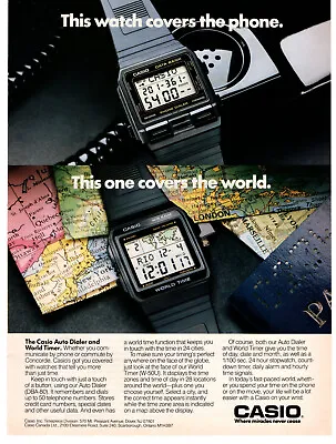 CASIO Auto Dialer World Timer Watch 1989 Vintage Print Ad Original Man Cave • $7.49