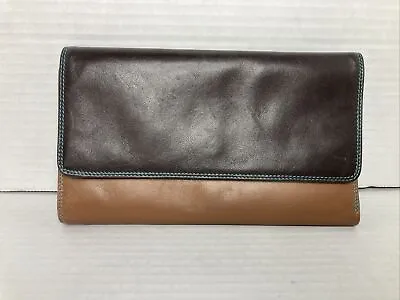 My Walit Leather Snap Bifold Long Wallet Browns And Blues With Zip Coin Pocket • $25