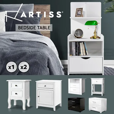 Artiss Bedside Table Drawers Side Table Storage Cabinet Nightstand White Gloss • $48.95