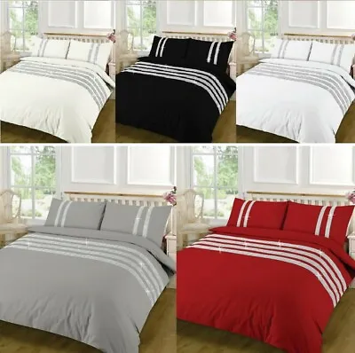 Dia Diamante Lace Egyptian Cotton Duvet Cover Bedding Set • £20.99