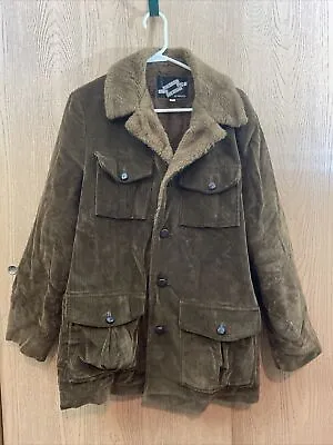 Montgomery Wards The Chain Western Coat Size 40 Sherpa Lined Corduroy Ranch Wear • $25