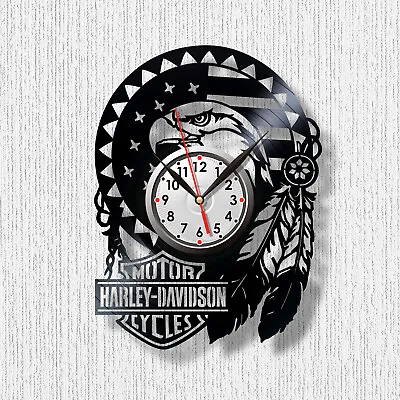 Clock Harley Davidson Motorcycle Clock Vinyl Clock Black Wall Clock • $25.76