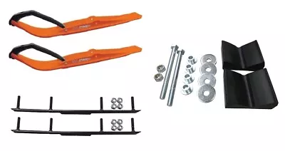 C&A Pro Orange Razor Snowmobile Skis W/ 4  Round Bars Complete Kit • $359.92