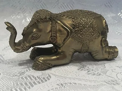 Vintage Solid Bronze Elephant Figurine Statue Art Décor Indian Style • $40