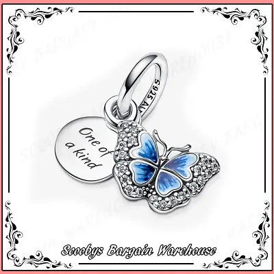 $45 • Buy Blue Butterfly & Quote Double Dangle Charm