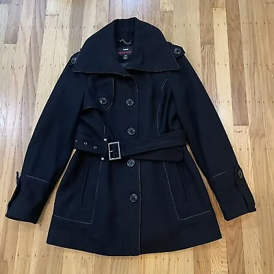 VTG Miss Sixty Black Wool Blend Coat Belted Women’s Size M • $59