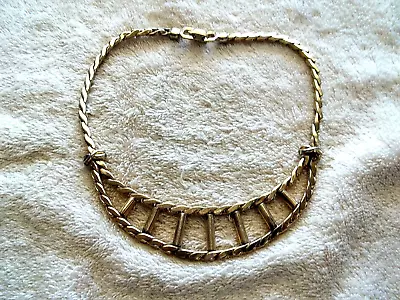 $10 • Buy Pegasus  CORO Necklace, Gold Tone Metal, Large Center With Bars & Chains E7