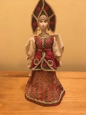 Porcelain Collectible Russian Doll Handmade Traditional Dress • $69.95