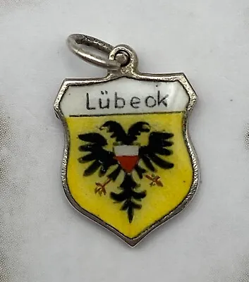 Vintage 835 Silver Lübeck Germany Travel Shield Charm • $8