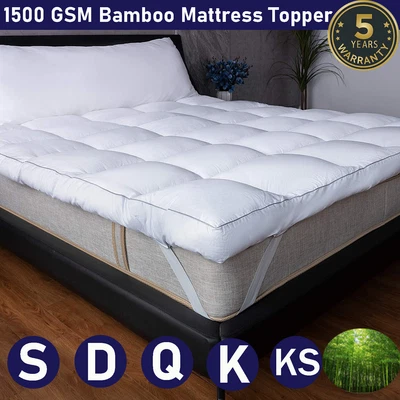 $39.99 • Buy 1500GSM Pillowtop Mattress Topper Luxury Bed Mat Pad Queen Double King Single
