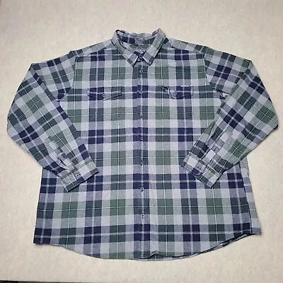 Eddie Bauer Mens 3XLT Classic Fit Green Flannel Shirt Long Sleeve Button Up • $19.97