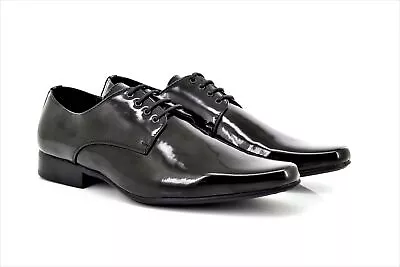 Goor M046A Mens Smart Black Patent Pointed Toe Shoes • £26.99