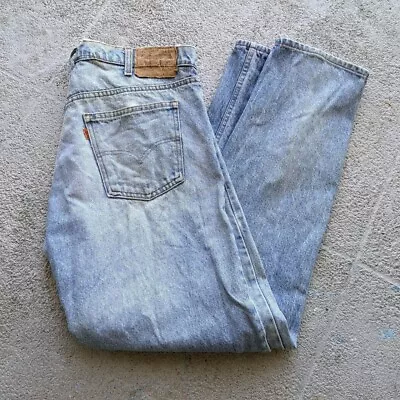 Vintage 80s Levi's 20505 0217 Orange Tab Denim Jeans Distressed Size 34x30* • $30