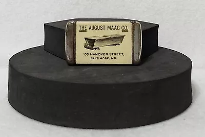 Vintage Advertising Match Safe Holder The August Maag Co. Baltimore Maryland • $71