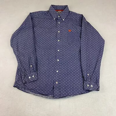 Cinch Shirt Mens Small Blue Orange Long Sleeve Cowboy Rodeo Western Button Good • $19.99