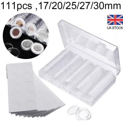 100PCS 30mm Coin Cases Capsules Holder Applied Clear Plastic Round Storage Box • £9.99