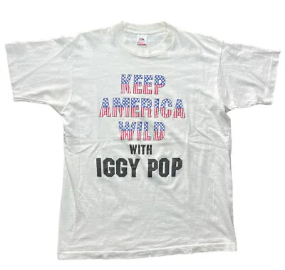 Vintage Rare Iggy Pop T-Shirt 90’s Keep America Wild Men’s Large • $250