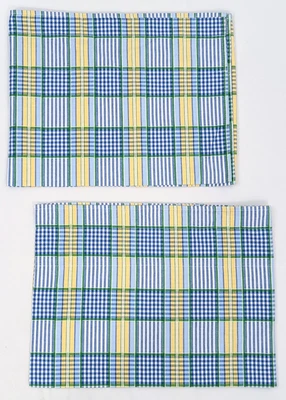 £29.11 • Buy Waverly Valley Plaid Lake PAIR Of Window Valances Blue Green Yellow 76  X 14.5 
