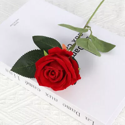 10X Artificial Single Rose Bud With Stem Silk Flowers Fake Bouquet Wedding Party • £9.99
