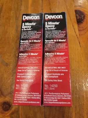 2 PACK ~ Devcon 14250 5-Minute Epoxy Fast Setting Clear Epoxy Adhesive 25mL • $14