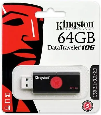 Kingston DataTraveler 106 DT106/64GB Flash Drive USB Memory 3.0 And 2.0 100 MB/s • $10.99