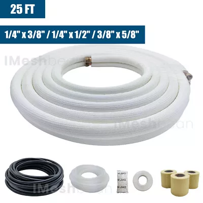 Ductless Mini Split Line Set 25ft/50ft Insulated AC Copper Line Kits W/Tapes • $89.36