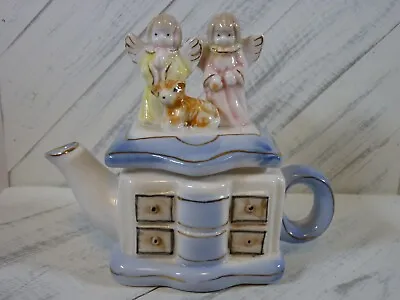 Vintage Miniature Autom Tea Pot With Angels And A Lamb On Lidded Trinket Box L1 • $11.95