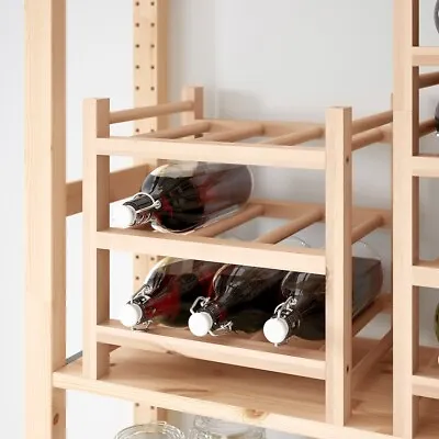 HUTTEN 9-bottle Wine Rack Solid Wood Ikea • £15