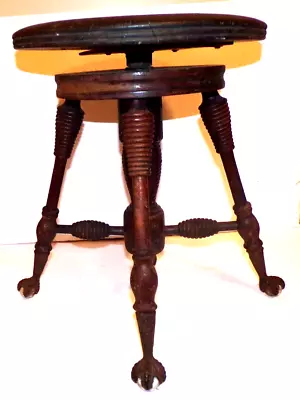 Antique Victorian Mahogany Piano Stool Honey Dipper Legs Glass Ball Eagle Claw • $249.99