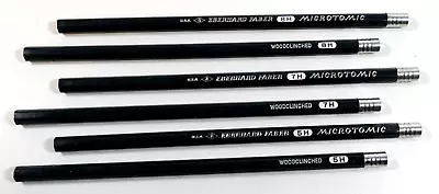 6 Vintage Eberhard Faber Microtomic Wood Cinched Pencils 5H 7H 8H New • $17.50