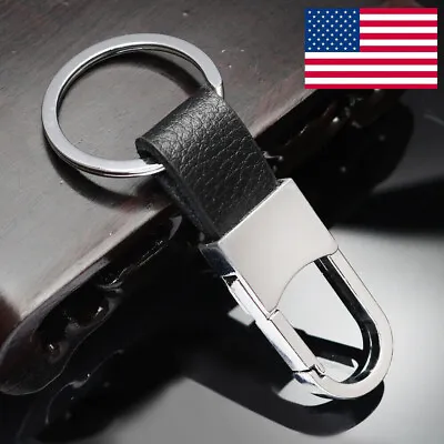 Fashion Men Black Leather Strap Alloy Metal Keyring Keychain Key Chain Key Fob • $2.13