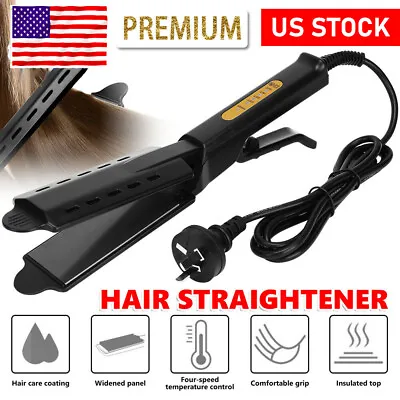 Adjustable Hair Straightener Curler 2 In 1 Ceramic Ionic Flat Iron Straightening • $12.78
