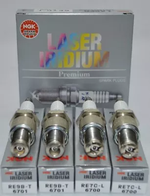 NGK Laser Iridium Spark Plugs (2) RE7CL Trailing (2) RE9BT Leading For MAZDA RX8 • $151.13
