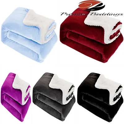 £25.99 • Buy Soft Warm Sherpa Fleece Blanket Large Faux Fur Sofa Bed Throw Dbl & King Size