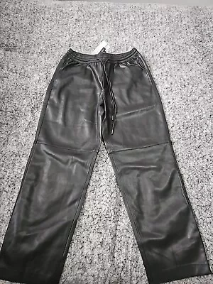 Mango Leather Effect Elastic Waist Black Trousers - M  • £0.99