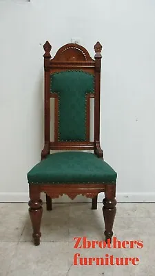 Antique Victorian Throne Chair Carved Oak Church Chapel Masonic B • $629.10