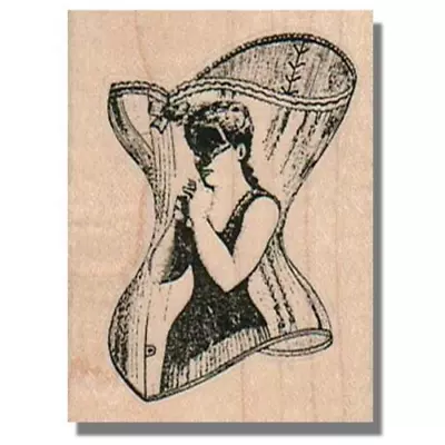 CORSET LADY Mounted Rubber Stamp Victorian Steampunk Stamp Clothing Fetish • $9.50