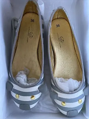 Little Marc Jacobs Shoes Big Girls Women Size 6 Mouse Flats Gray Striped Box New • $200