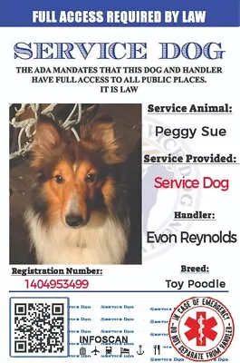 $11.99 • Buy ADA Service Dog Card ID Badge Assistance Animal Badge ESA With QR Code