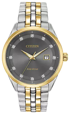 Citizen Eco-Drive Corso Men's Diamond Accents Gold Silver Watch 41MM BM7258-54H • $163.99