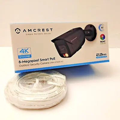 Amcrest 4K IP PoE AI Camera W/ 60ft Cat6E Cable - IP8M-2796EB1-CAT6CABLE60FT1 • $87.90