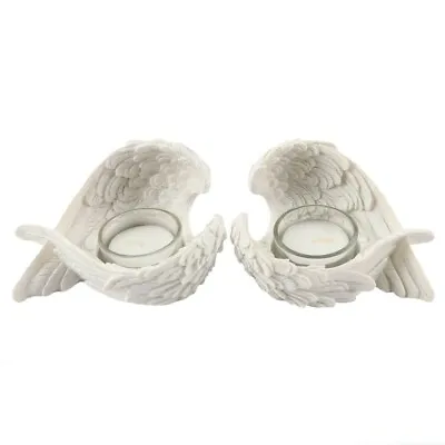 £12.99 • Buy  Pair Of Angel Wing Glass Tea Light T Light Candle Holder Home Decoration