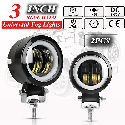 2X 3inch Round LED Work Light Bar Spot Pods Driving Fog Halo Offroad ATV SUV 4WD • $18.99