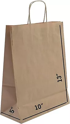 50 Pcs 10x5x13 Brown Paper Gift Bags With Handle For Shopping Grocery Gift • $24.49